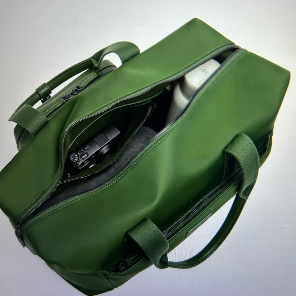 Green Duffle Bag with Structured Design and Removable Strap - Picture 5 of 9